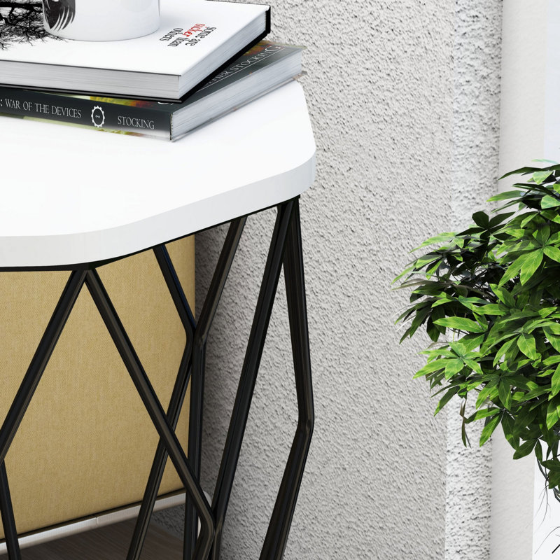 Arval Pedestal End Table, White