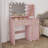 Vanity Desk With Led Mirror, Storage Drawers, And Built-in Power Outlets-263214683