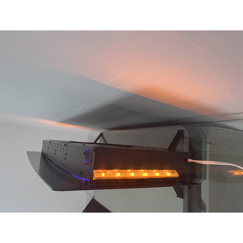 48" Curved Wall Mounted Electric Heating Fireplace - 1400W Heat, Multi Color Backlight, Double Protection Device With Remote Heat Output, 4 Backlight Colors, Timer Function, Powder Coated Finish, Vent