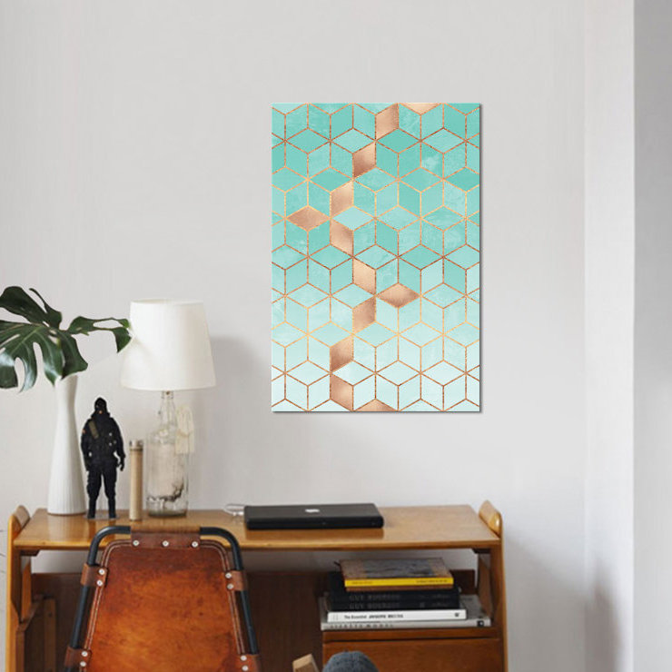 « mou gradient aquamarine », impression sur toile, H 12 po x l 8 po x P 0,75 po, Toile tendue, Pas de tapis