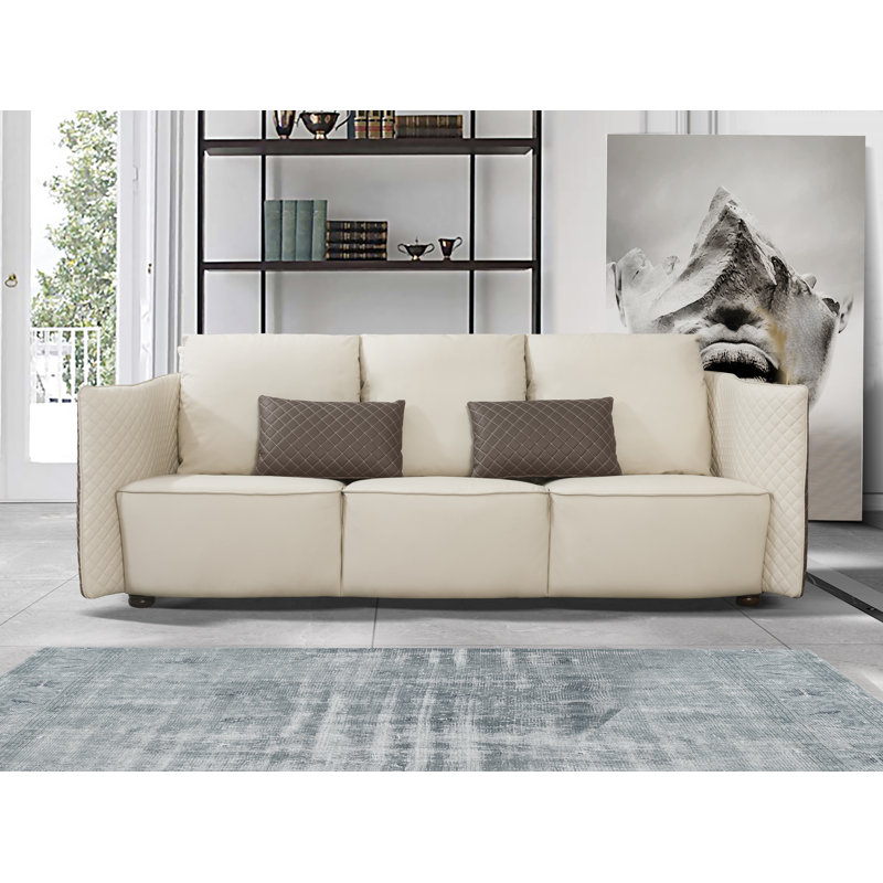 Makassar Sofa, Lite Gray/Taupe Genuine Leather