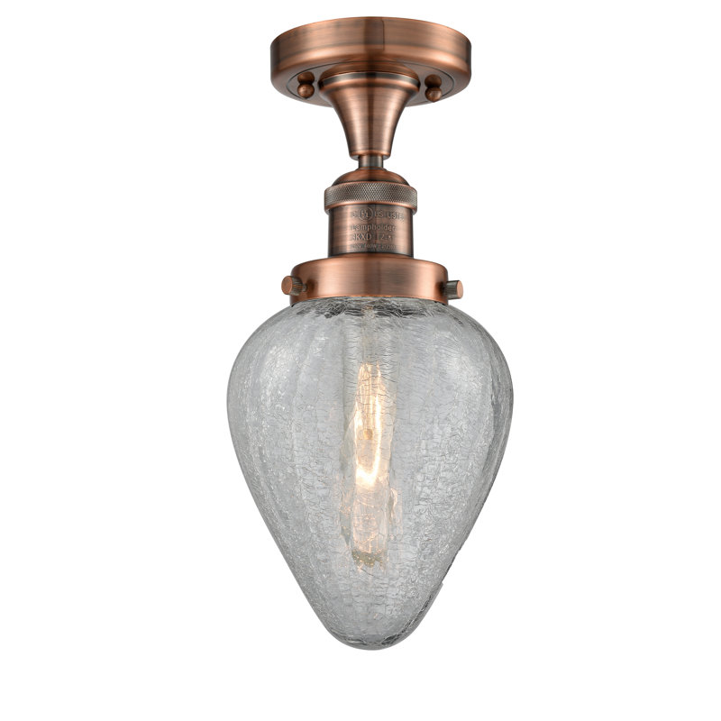 Plafonnier semi-encastré géométrique à 1 lumière unique de 7 po Shauna, Cuivre antique