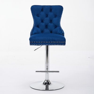 Thick Chrome Swivel Velvet Barstools