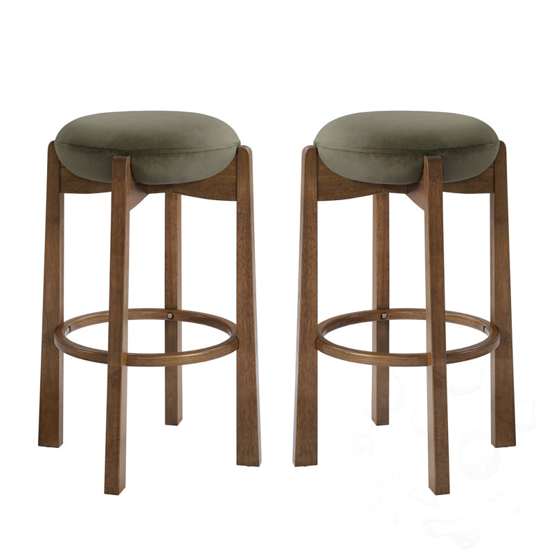 Tabouret de bar intérieur en bois rembourré, Green