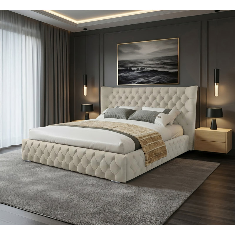 Achilleas Upholstered Bed, Double (4'6), Cream