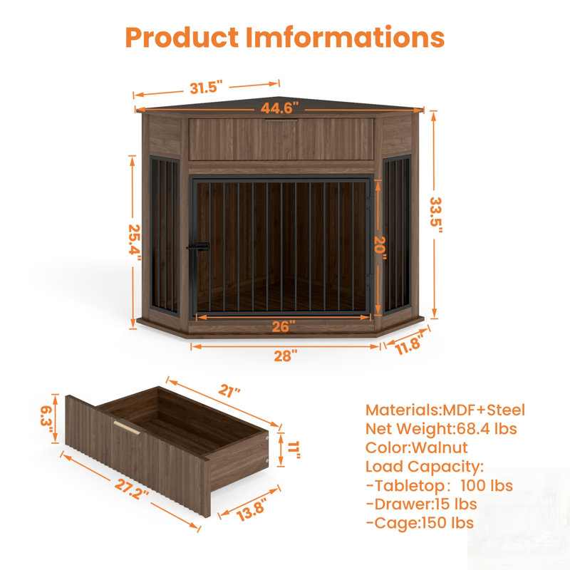 Caisse pour chien avec tiroir Furniture, Brun