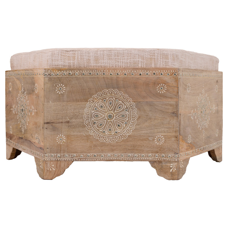 Aquilah 70cm Wide Tufted Novelty Floral Footstool Ottoman with Storage