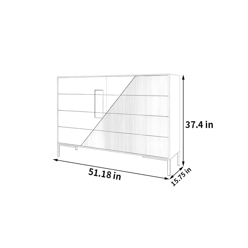 Buffet de rangement moderne et minimaliste, H 37,4 po x l 51,18 po x P 15,75 po