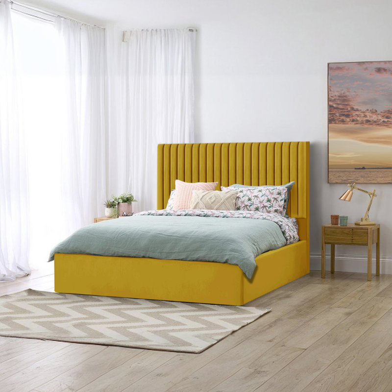Maletha Upholstered Ottoman Storage Bed, Double (4'6), Turmeric