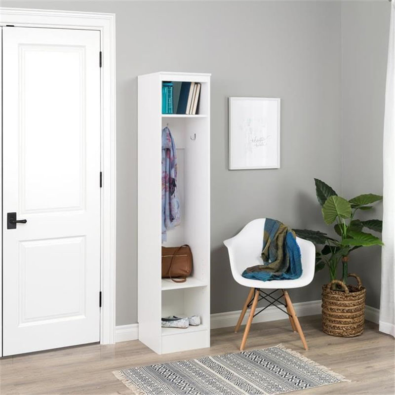 Freestanding Narrow Coat Rack With Adjustable Shelf And 3 Hooks For Entryway Organization And Storage
