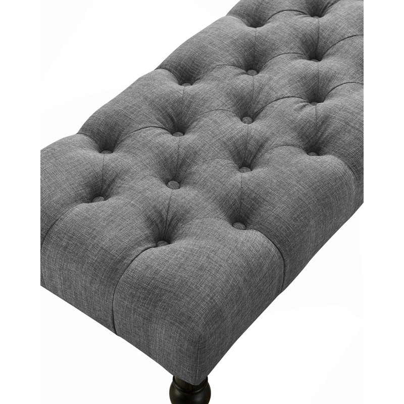 Banc de salle à manger capitonné en tissu Leviton, Gris, Noir