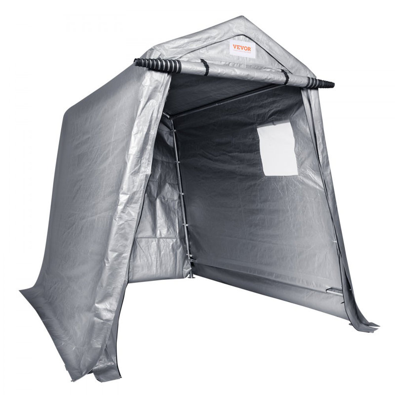 Gray 6' x 8' Portable Storage Shed with Windows