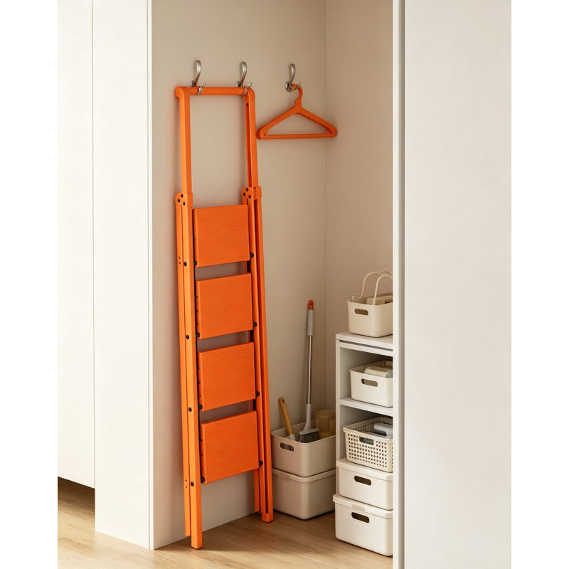 Escabeau en aluminium pliable avec poignée, pédales antidérapantes et base large, escabeau portable robuste pour la maison, le bureau, la cuisine et la bibliothèque