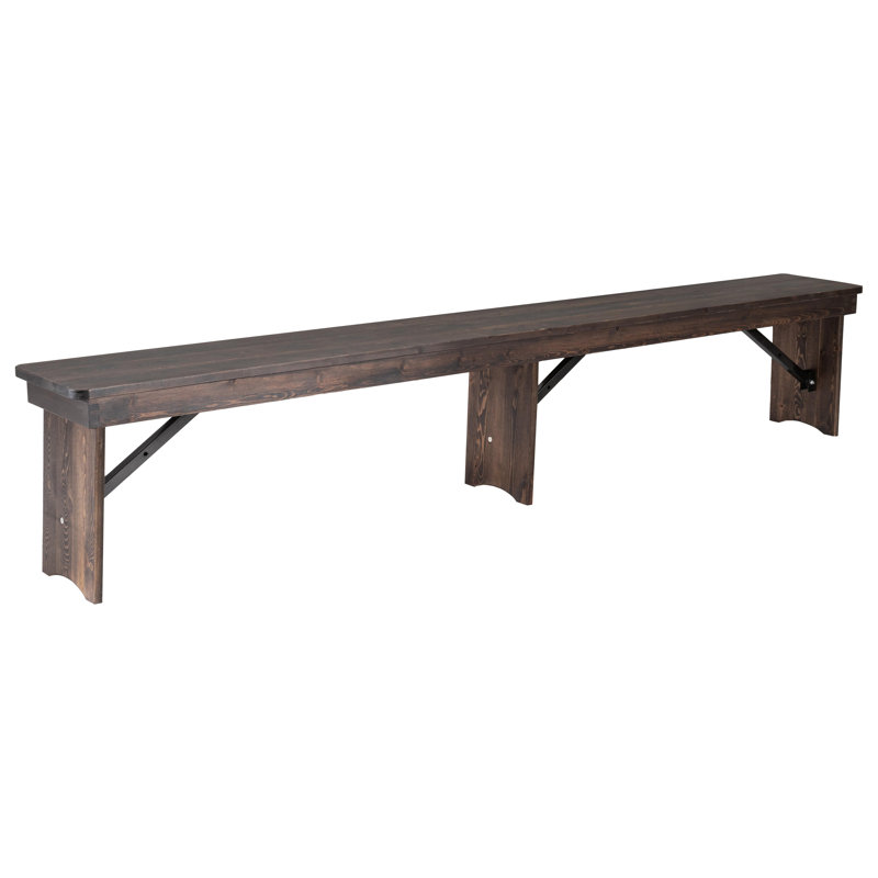 Banc de ferme pliable en pin massif 8 pi x 12 po Aleksandra, Acajou