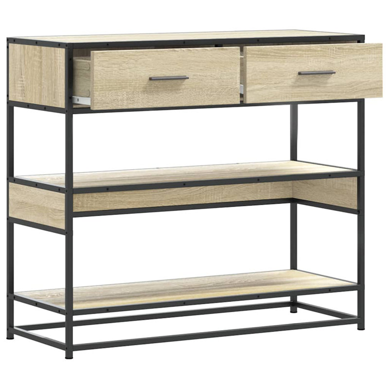 Console Table 90X35x80 Cm Engineered Wood, Brown Oak