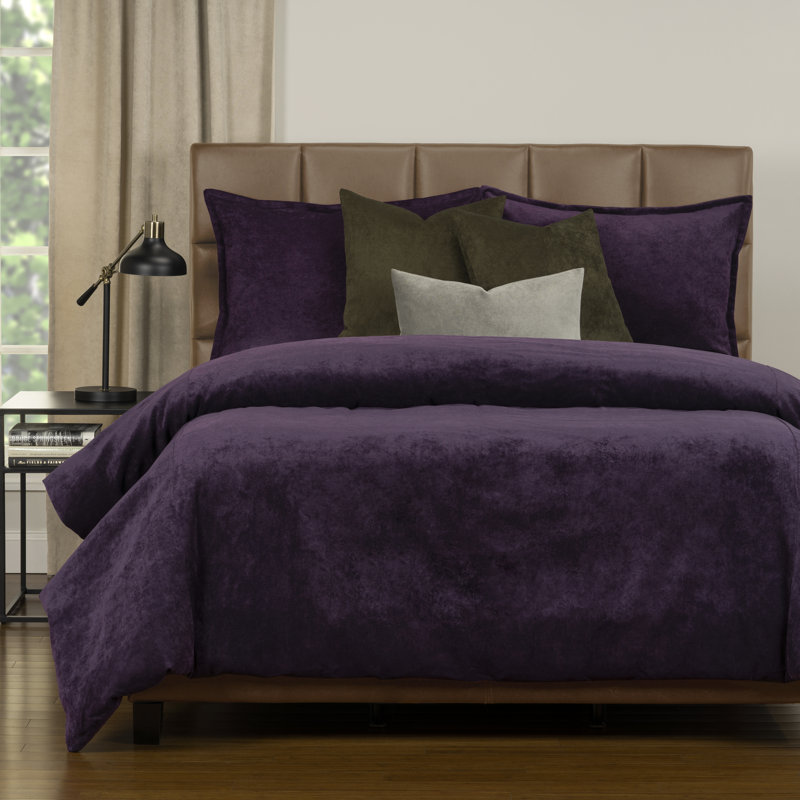 Polyester Channel Duvet Cover & Insert, Cal. King Duvet Cover + 6 Additional Pieces, Aubergine