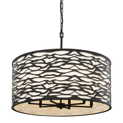 Luminaire suspendu 6 lumières Kato, noir carbone