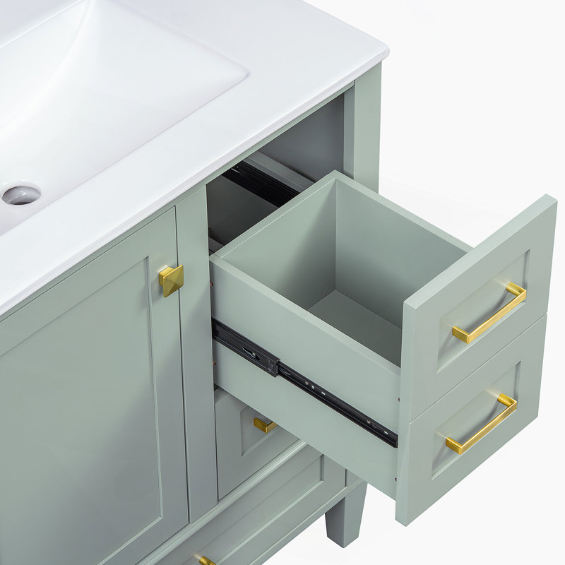 Ensemble de meuble-lavabo moderne avec lavabo, comprenant une porte à fermeture douce, plusieurs tiroirs et un cadre en bois massif pour un rangement et un style améliorés
