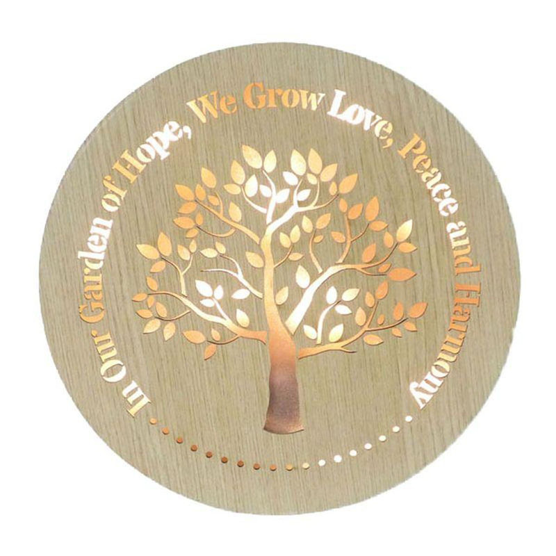 «Tree Of Life Led Plaque», art textuel sans cadre sur panneau de fibres à densité moyenne