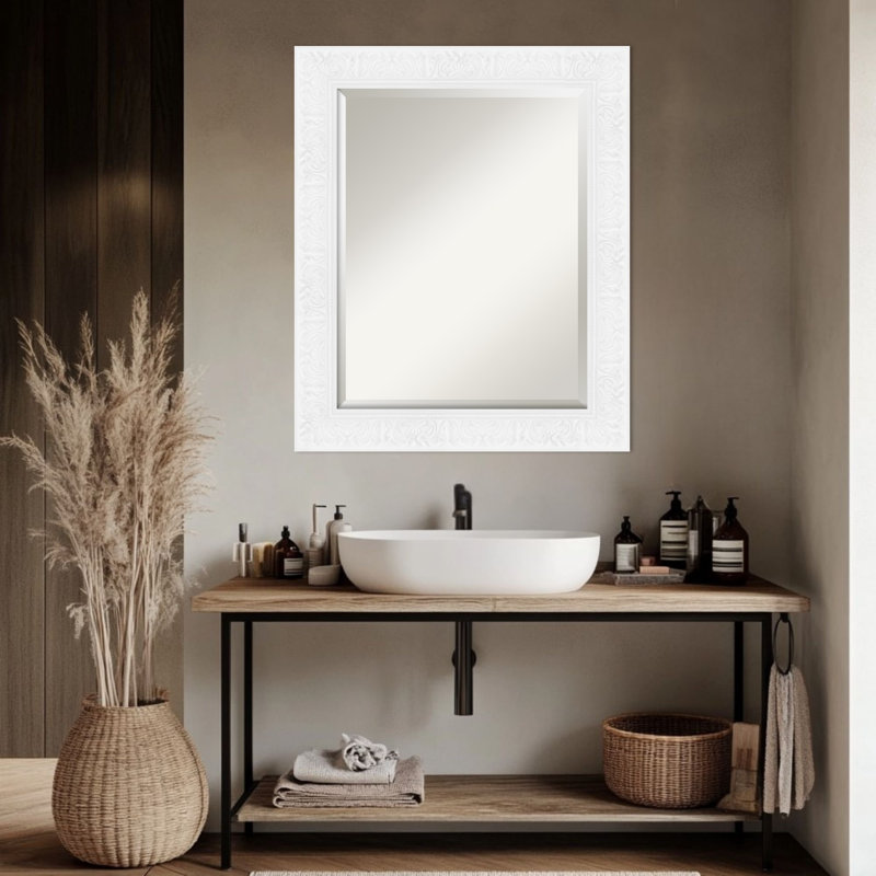 Miroir mural de salle de bain Luxe Blanc, 28,75 po x 34,75 po, Blanc