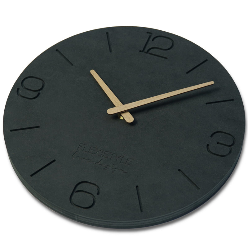 Eko Solid Wood Wall Clock, Matte Black