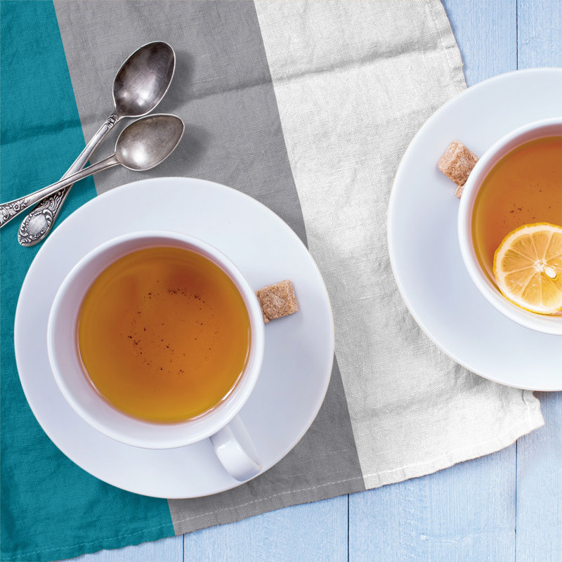 Stripe Tea Towel Kitchen Towel, Cotton, Teal/Gray/White Basketball