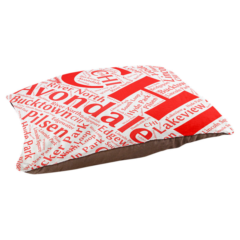 Coussin de chien « districts », Rouge, Chicago, Grand (l 40 po x P 30 po x H 14 po)