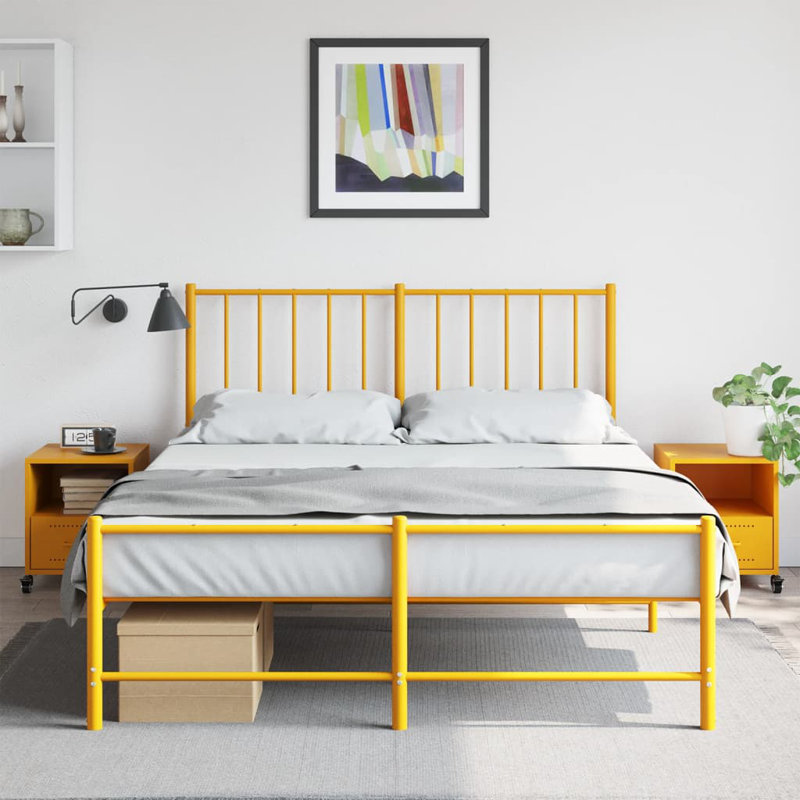 Quinette 36cm W Steel Bedside Table, Mustard Yellow