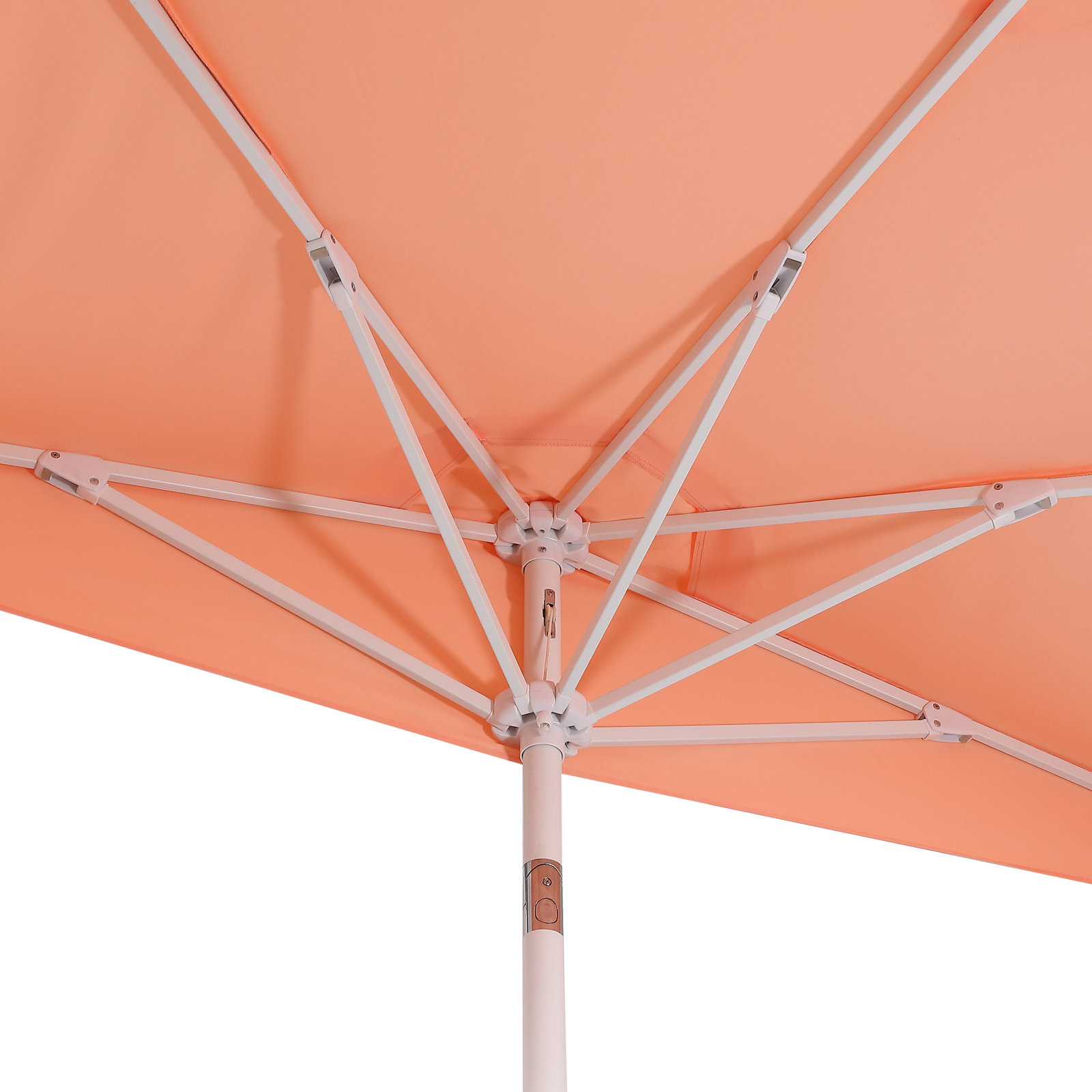Indie 108'' Scalloped Tilt Top Outdoor Umbrella, Coral Pink/White, White