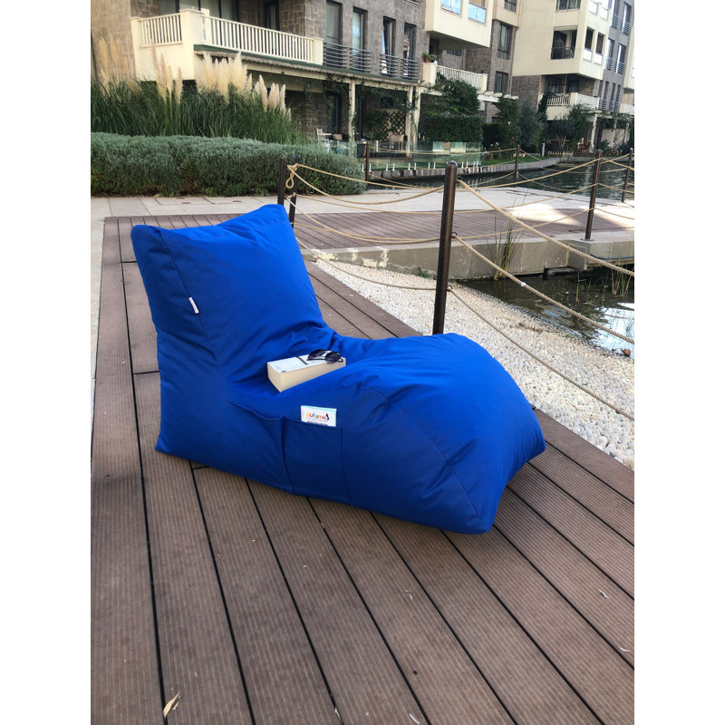Fauteuil à billes bleu confortable, 23,6 po x 29,5 po x 43,3 po | 100% polyester avec tissu imperméable | Housse zippée amovible | Rempli de billes EPS recyclées | Parfait pour les espaces de vie modernes et relaxants