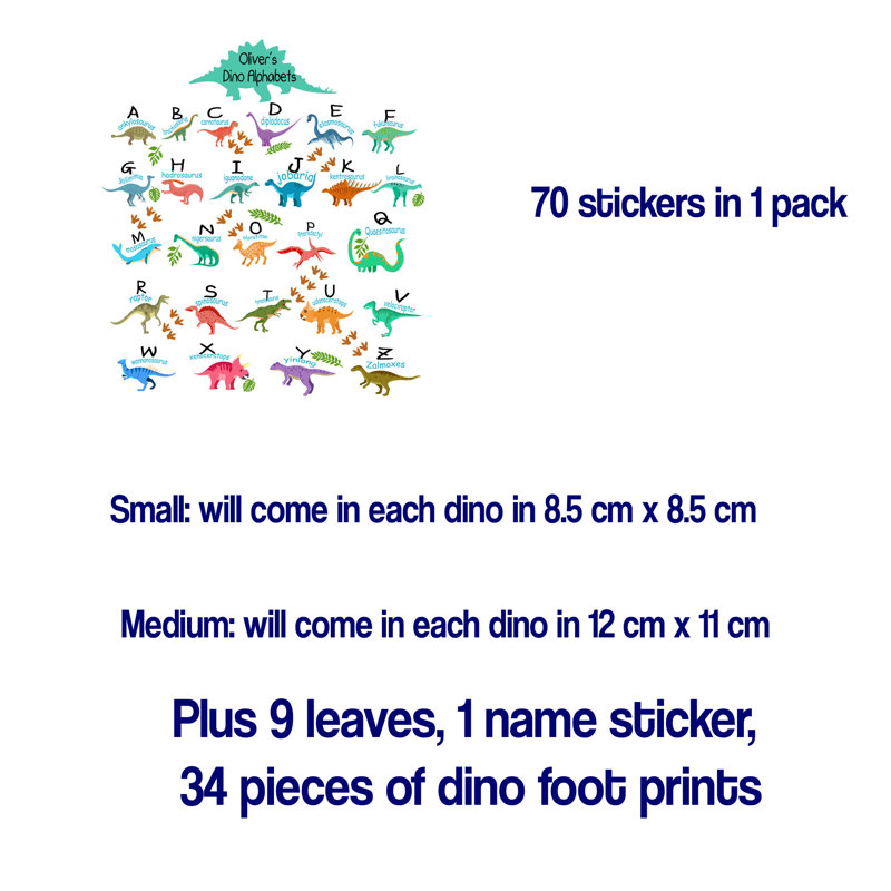 Dinosaur Alphabet Wall Sticker, Yes