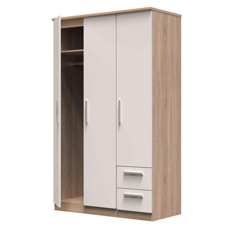 Borgeson Manufactured Wood Wardrobe, Kashmir Gloss/Bardolino Oak