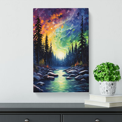 Northern Lights Impressionism - Wrapped Canvas