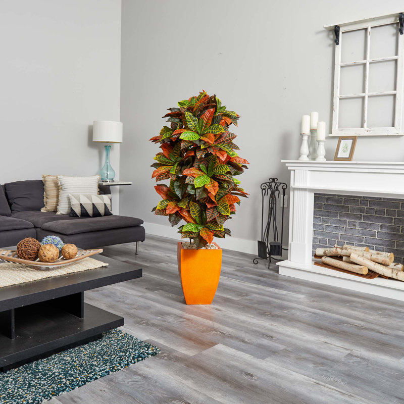66'' Faux Croton Plant in Ceramic Planter