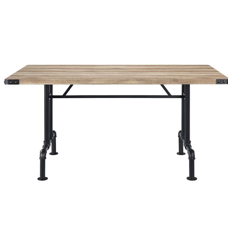Table rectangulaire avec plateau en chêne et métal