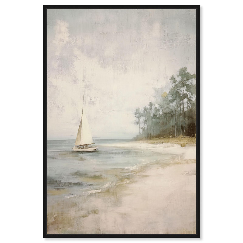 "White Sail I", impression murale sur toile par Art Remedy, cadre noir, 16 x 24, H 25 po x l 17 po, Cadre noir