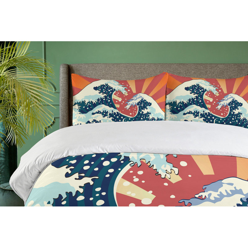 Japanese Modern & Contemporary Duvet Cover, King Duvet Cover + 2 King Shams