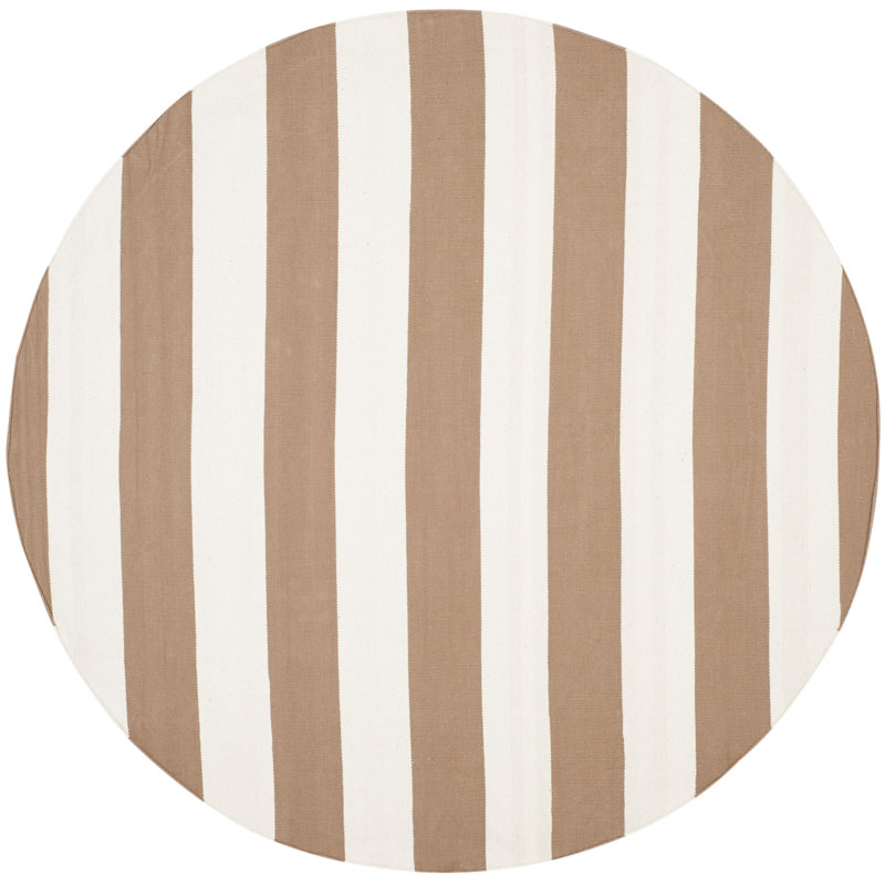 Dirit Hand Woven Cotton Striped Rug, Round 6'