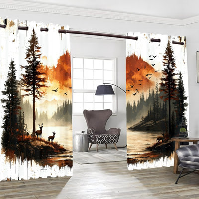 2Pcs Rideaux en polyester avec œillets, isolants thermiques, réduction du bruit et protection de la vie privée, obscurcissant pour la chambre à coucher, cuisine, intérieur, décoration intérieure
