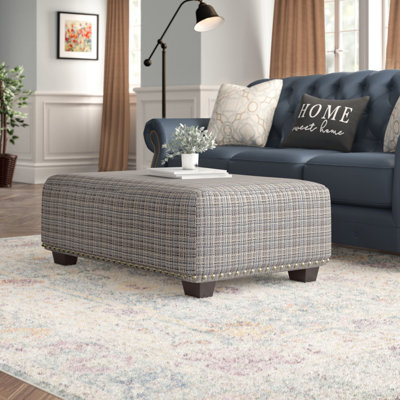 Keyone 50" Wide Rectangle Plaid Cocktail Ottoman by One Allium Way