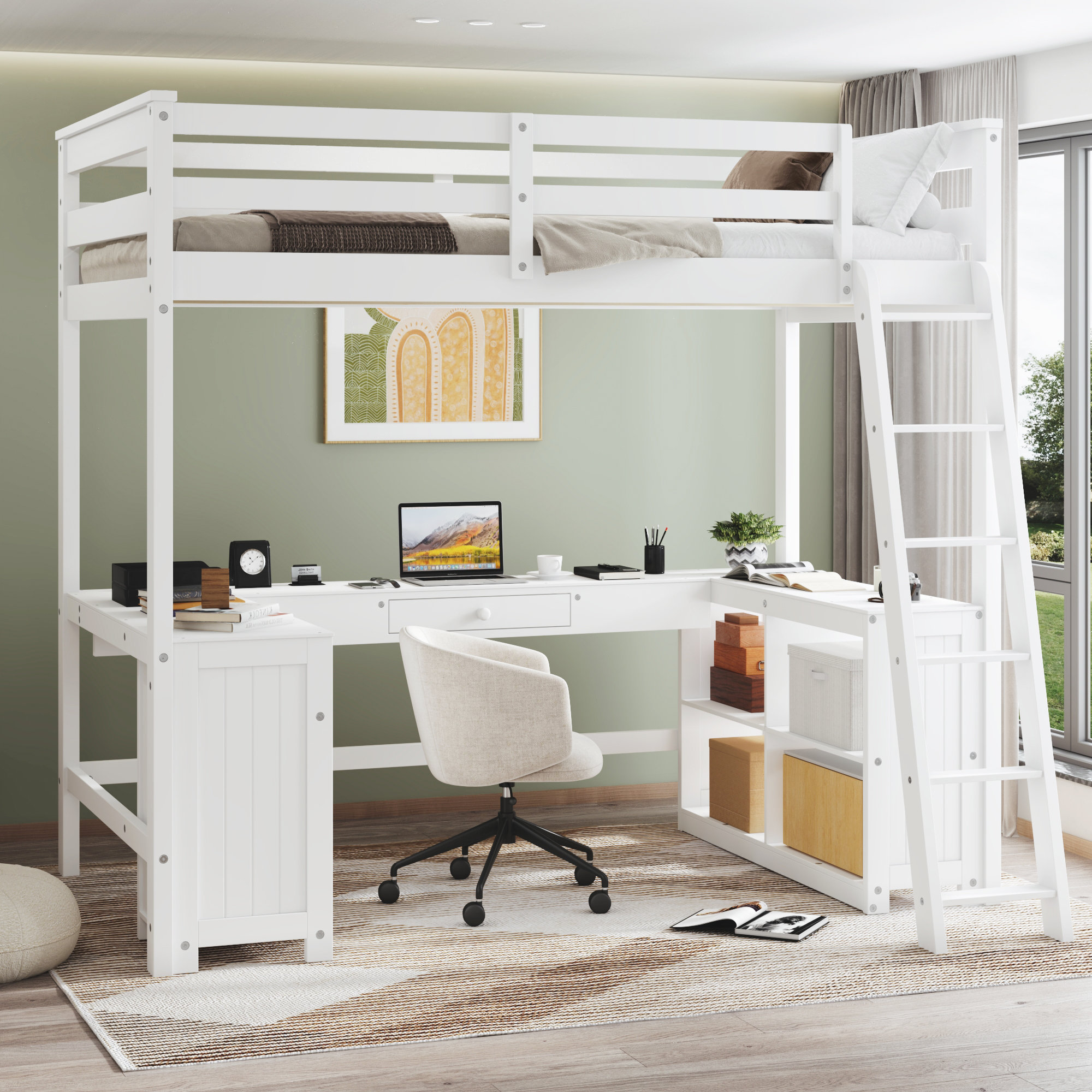 Harriet Bee Kids Loft Bed With Built-In-Desk & Reviews | Wayfair