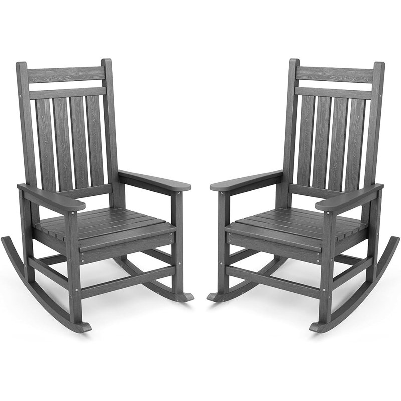 Ensemble de chaises berçantes d'extérieur pour 2 personnes, chaises berçantes en Hdpe pour adultes