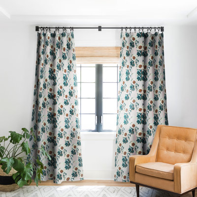 Marta Barragan Camarasa Flowery Blooming With Geometric 1pc Blackout Window Curtain Panel