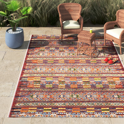 Langley Street Fiecke Abstract Red Indoor / Outdoor Area Rug & Reviews ...