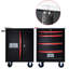 Armoire noire et rouge avec wagon à outils de 4 po et clins amovibles