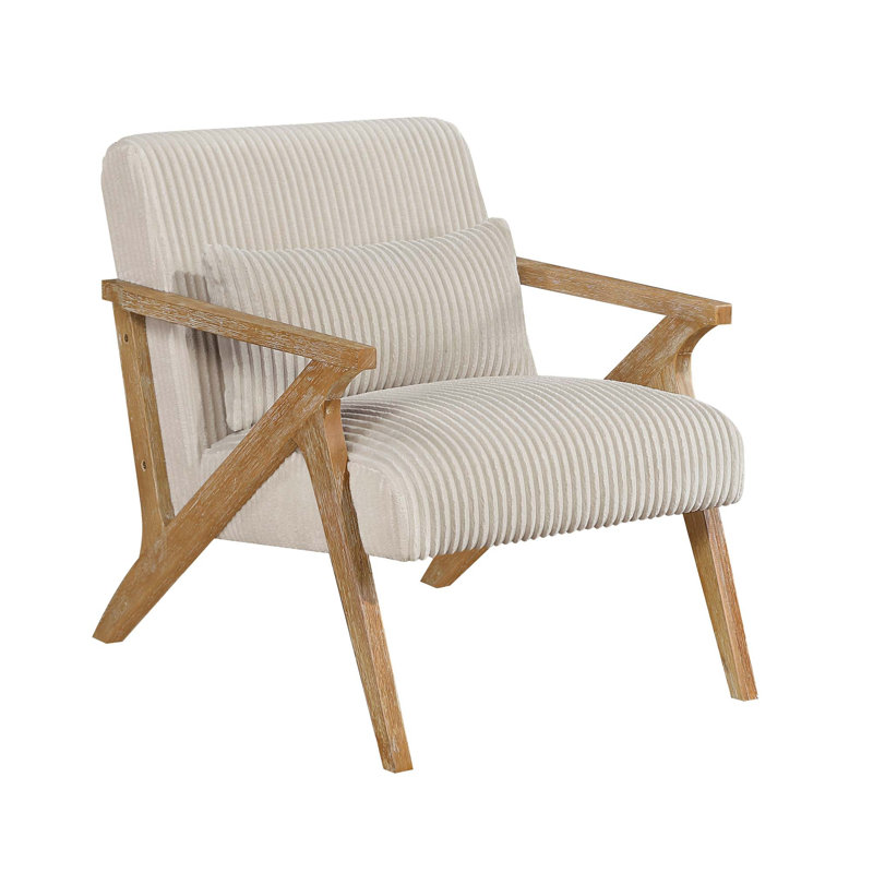 Chaise d'appoint moderne rembourrée en velours côtelé et coussin en mousse, Beige