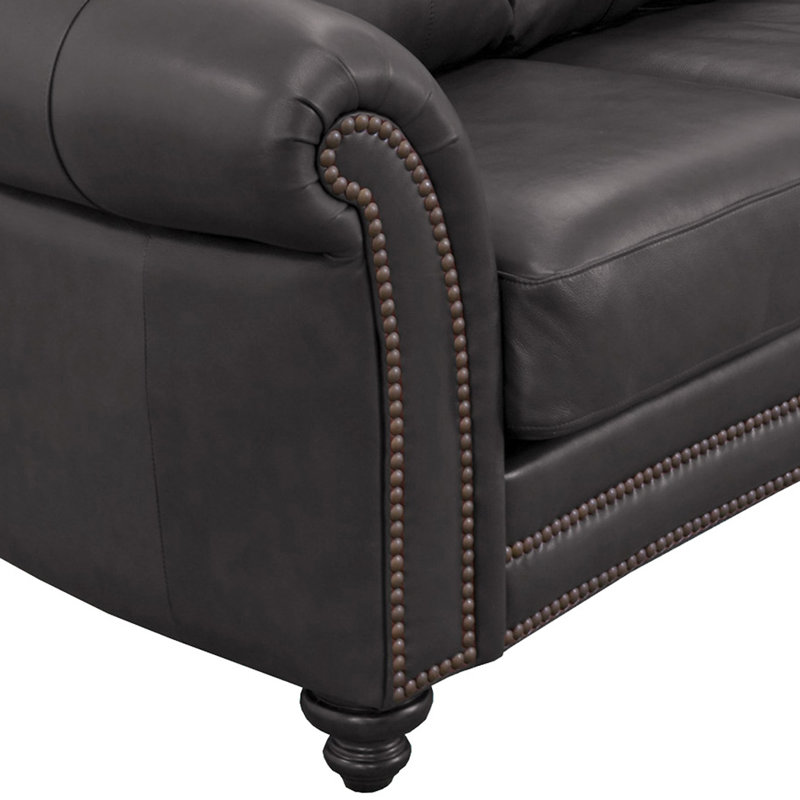 Causeuse Stephie, Cuir véritable gris anthracite Berkshire