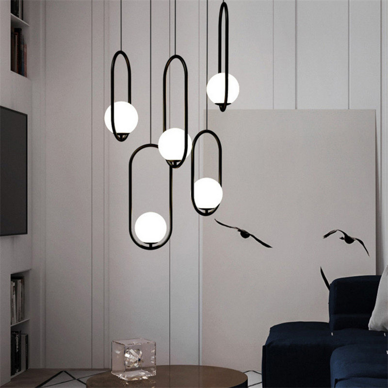 Luminaire suspendu géométrique à 1 lumière Daquion, Noir