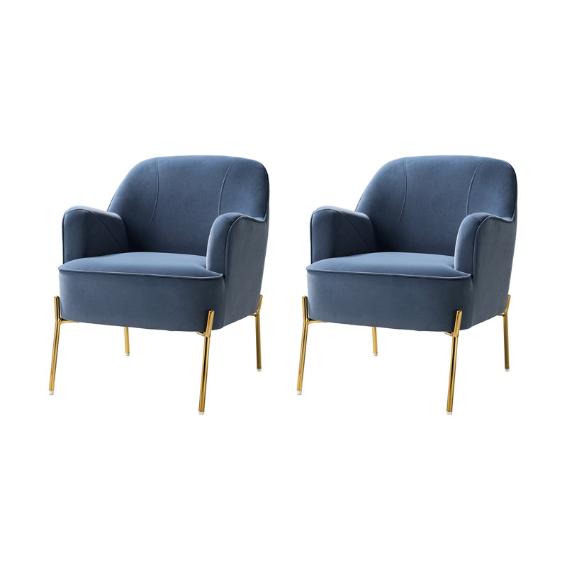 Cleo 26" Wide Contemporary Chair With Recessed Arms, Slate Blue