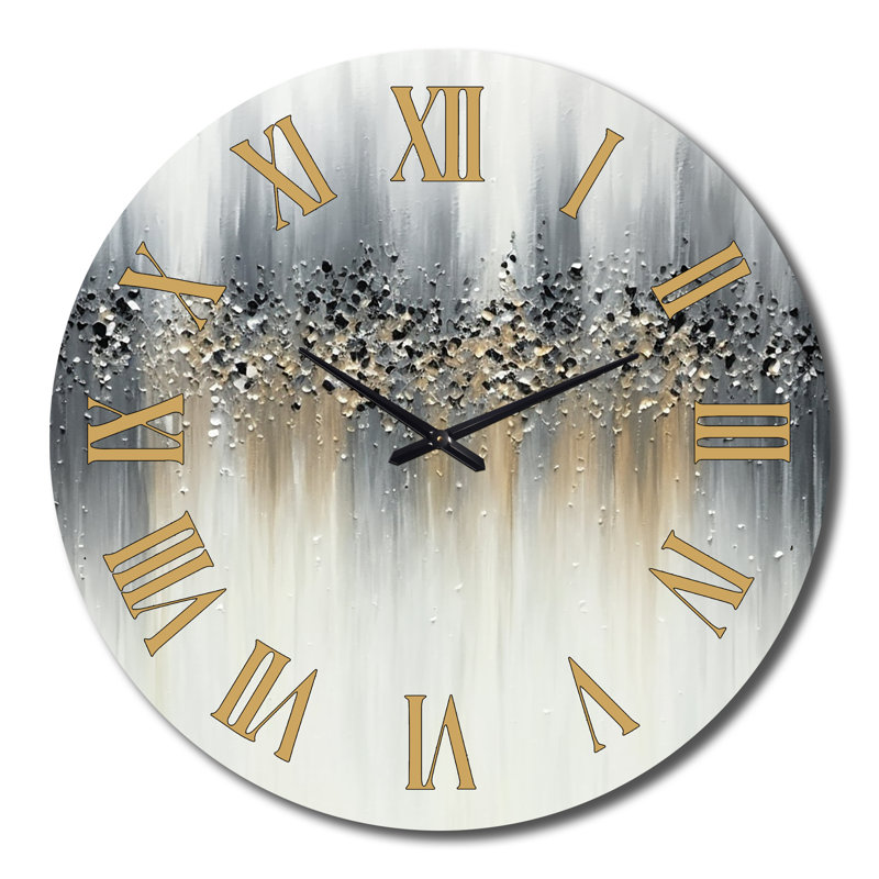 Horloge murale abstraite en métal - sérénité gris doux, Grand